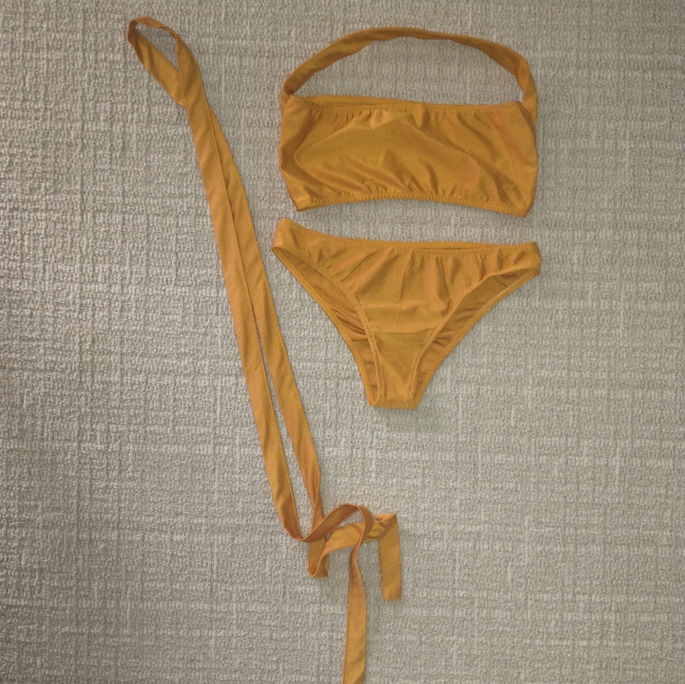 Women's gold multi-way two-piece bikini set - Picture 7 of 10